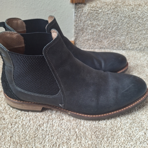 Florsheim Lodge Plain Toe Gore Boot Black Leather Slip On Mens Size 12M - Picture 3 of 10